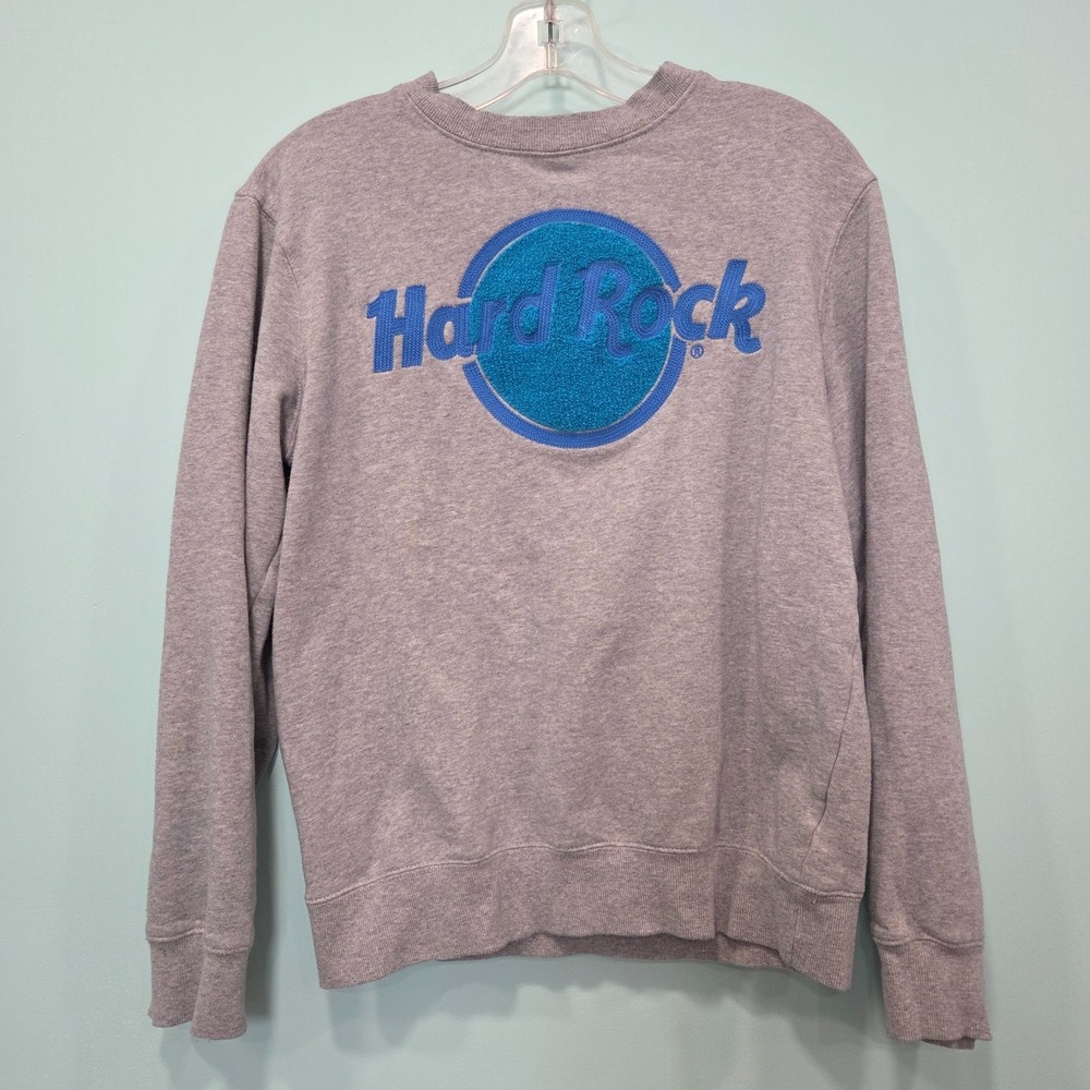 Hard‎ Rock Cafe Pullover Sweatshirt Size Small Gray Crewneck Fleece Lined